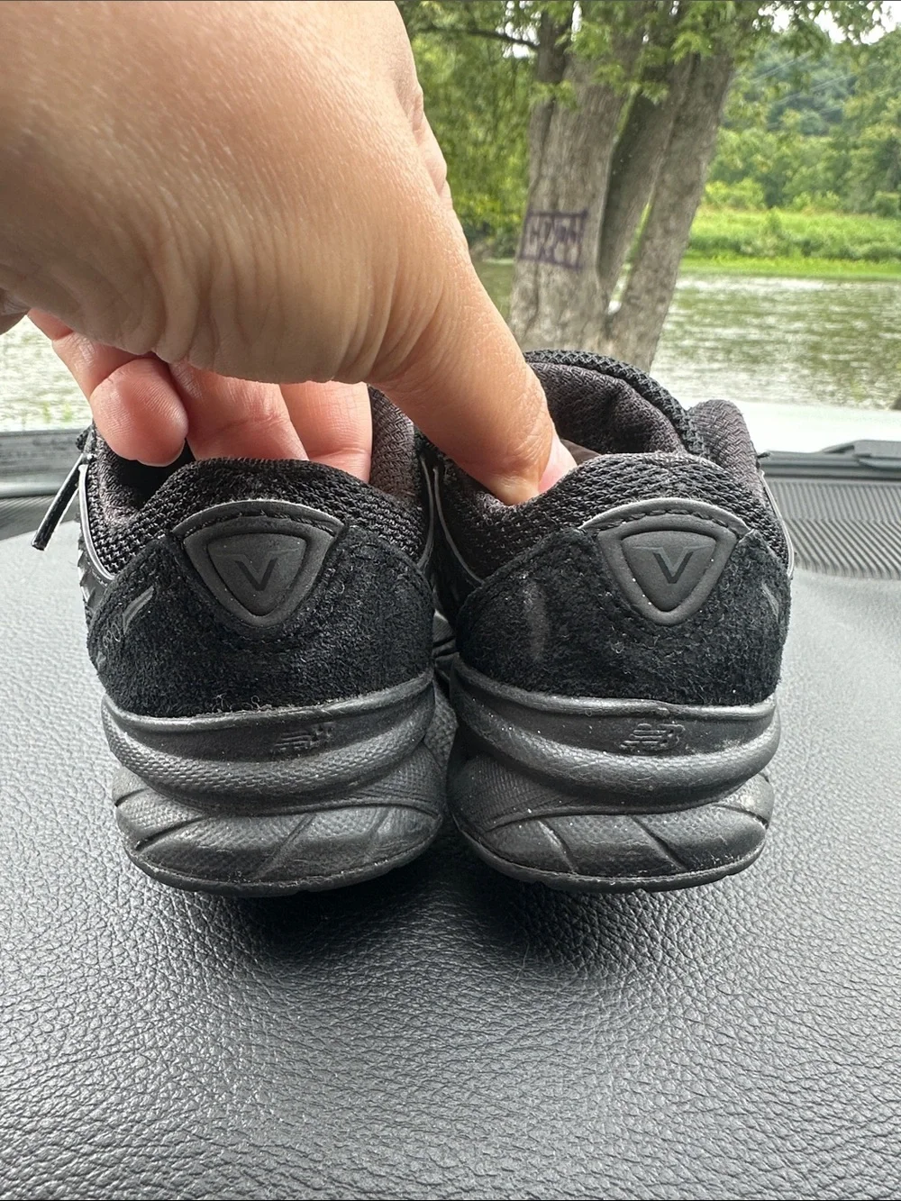 New Balance 990 Toddler Black Mesh & Suede Sneakers